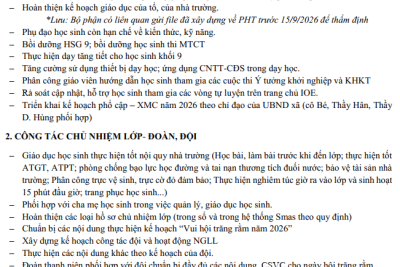 KẾ HOẠCH HOẠT ĐỘNG TUẦN 2 (2026 – 2027)