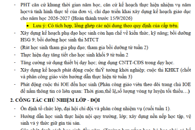 KẾ HOẠCH HOẠT ĐỘNG TUẦN 1 (2026 – 2027)