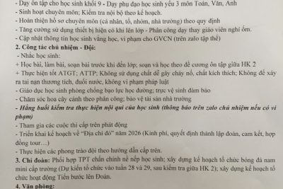 Kế hoạch tuần 25